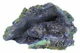 Sparkling Azurite Crystals on Fibrous Malachite - China #247717-1